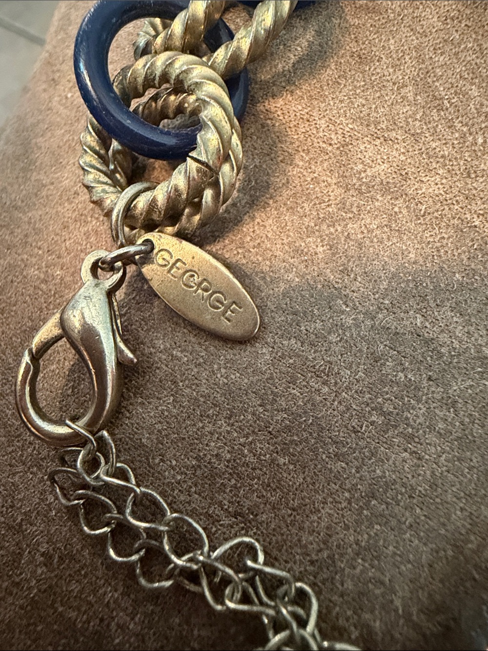 George Gold-Tone and Navy Chain-Link Necklace - Women Jewelry - Picture 3 of 4